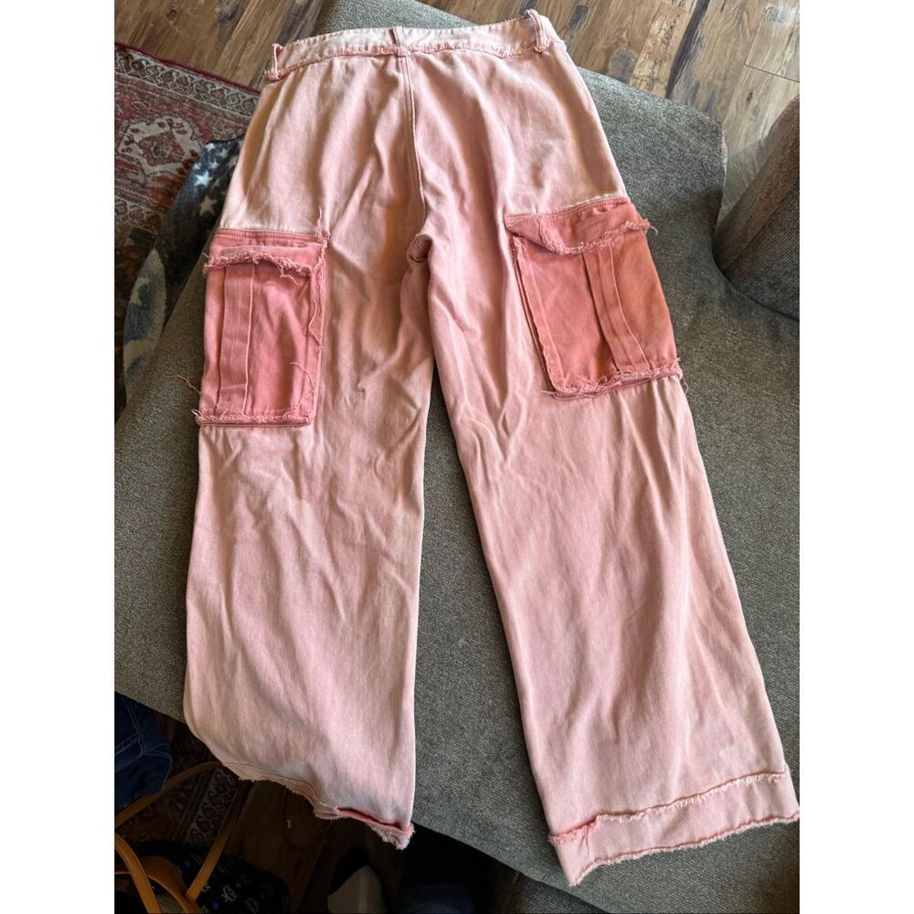 AKIRA Pink Two Tone Wide Leg Carpenter Jeans XL Y2K Barbiecore - Picture 10 of 11